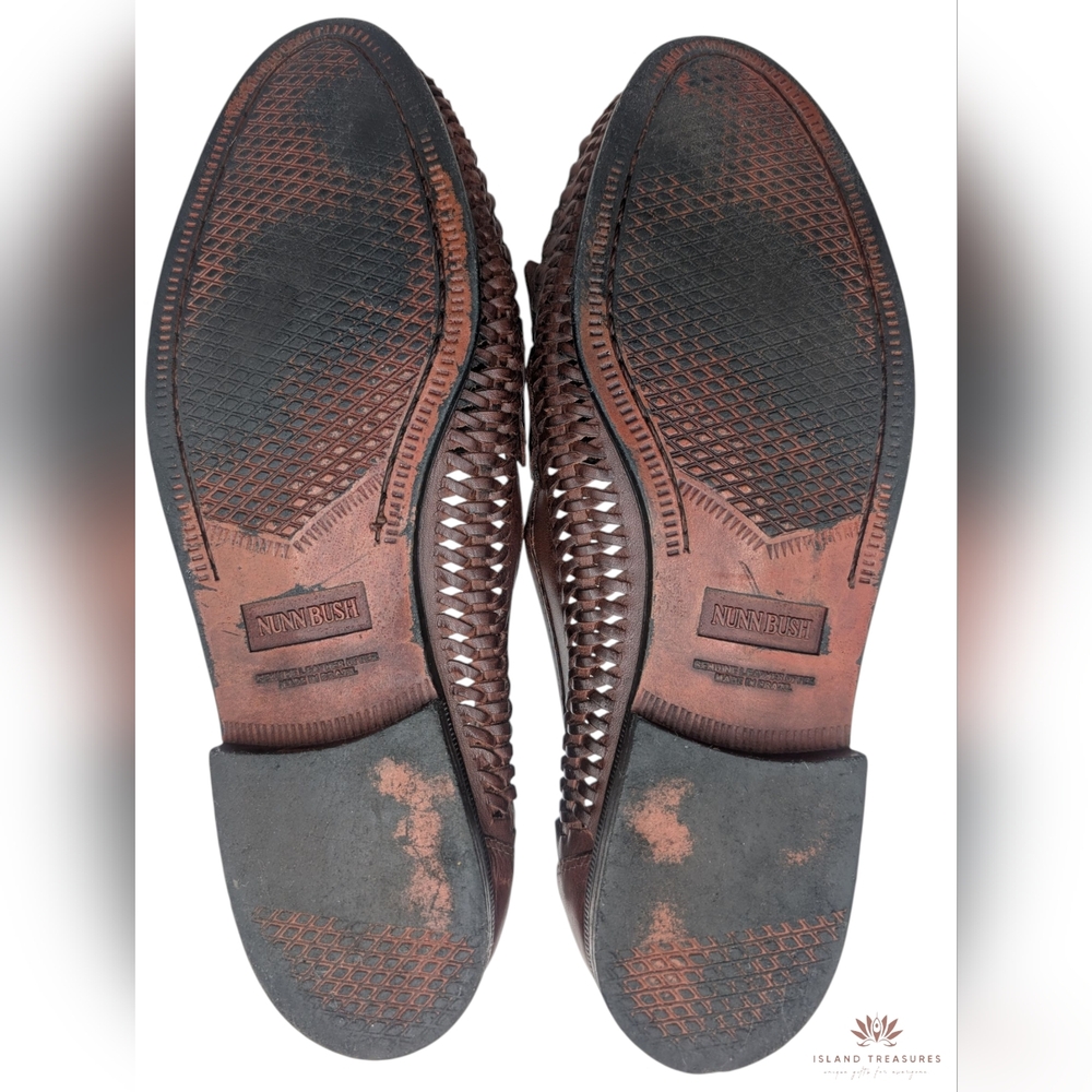 Nunn Bush Woven Leather Tassel Loafers Men's Sz 12M Brown Slip On Casual Preppy - Picture 15 of 17